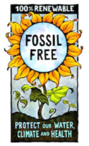 fossil free future poster with sunflower